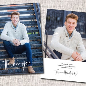 Cartão de agradecimento de formatura, Cartão de agradecimento de formatura, menino, cartão de agradecimento com foto, cartões, cartões de agradecimento modernos | Jaxon
