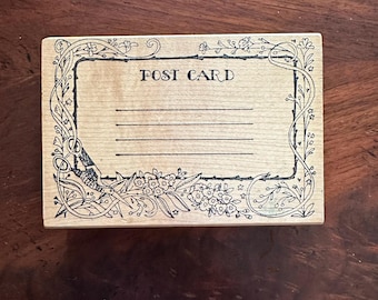 Vintage Postcard Rubber Stamp from Stampa Barbara circa 1991 - vines and flowers - can also be used as address stamp