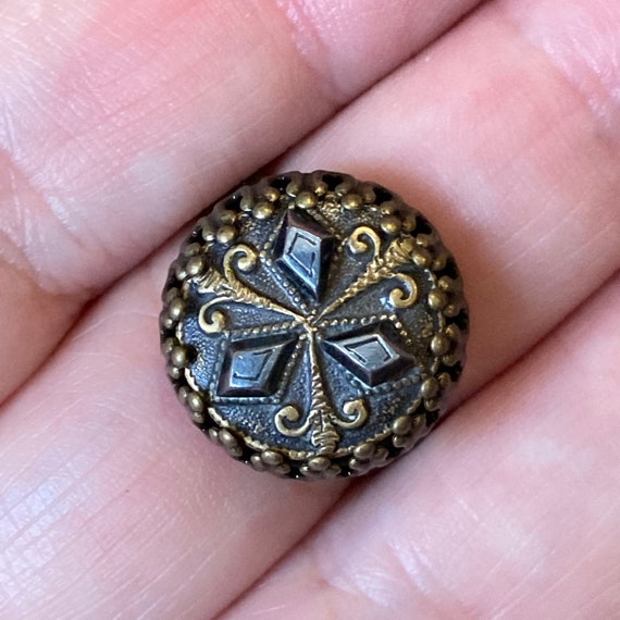 Ring - Antique Victorian era button with riveted … - image 1