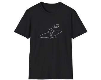 Surfing Dachshund T-Shirt | Outline Dog Surfer Graphic