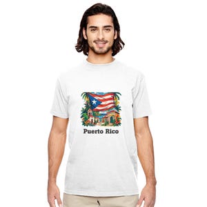 Puerto Rico Flag & Tropical Design T-Shirt - Men&#39;s/Unisex