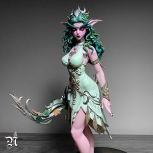 Estatua de resina de Tyrande Susurravientos / Coleccionable de World of Warcraft / Figura de diosa elfa de fantasía / Idea de regalo navideño para geeks y gamers / Regalo de WoW