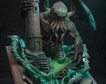 Lovecraft Cthulhu Resin Figure | Horror Creature Statue | Dark Fantasy Figure | Gothic Home Decor | Geek Gift Idea | Gift For Lovecraft Fan
