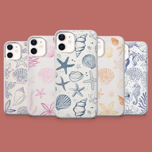 Coque de portable Seashell Ocean Starfish Cover pour iPhone 16Pro, 15, 14, 13, 12, Samsung S25Ultra, S24, S23, S22, A16, A55, A35, Pixel 9Pro, 8A