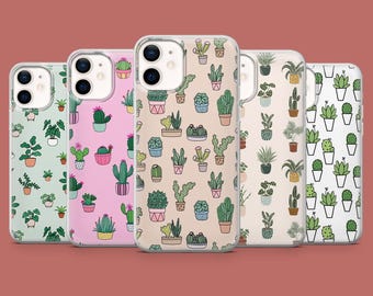 Coque de portable plante décorative cactus pour iPhone 17, 16 Pro, 15, 14, 13, 12, Samsung S26, S25, S24, S23, S22, A17, Pixel 10A, 10Pro, 9A