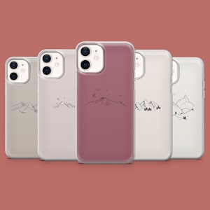 Custodia per telefono Mountain Phone, semplice e minimalista, per escursioni, per iPhone 16Pro, 15, 14, 13, 12, 11, Samsung S25, S24FE, S23, A16, A55, A35, Pixel 9, 8A