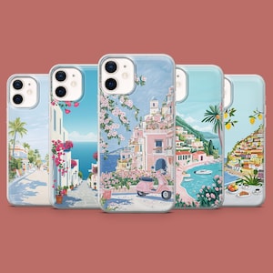 Amalfikust telefoonhoesje Italiaanse zomer collage hoes voor iPhone 16Pro, 15, 14, 13, 12, 11, Samsung S25Ultra S24FE S23 A16 A55 A35 Pixel 9 8A