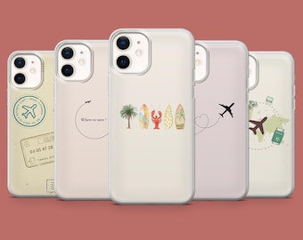 Travel Phone Case Cute Holiday Vacation Trip Cover for iPhone 17, 16 Pro, 15, 14, 13, 12, Samsung S26, S25, S24, S23, S22, A17, Pixel 10A, 9