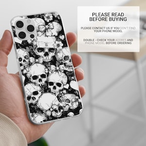 Puede incluir: Una funda transparente para tel&eacute;fono con un patr&oacute;n de calaveras en blanco y negro. La funda tiene un recorte para el objetivo de la c&aacute;mara y los botones. POR FAVOR, LEA ANTES DE COMPRAR. POR FAVOR, CONT&Aacute;CTENOS SI NO ENCUENTRA SU MODELO DE TEL&Eacute;FONO. REVISE DOBLEMENTE SU DIRECCI&Oacute;N Y MODELO DE TEL&Eacute;FONO ANTES DE PEDIR.