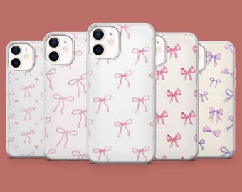 Pink Bows telefoonhoesje Coquette Blush Pink Cover voor iPhone 17, 16 Pro, 15, 14, 13, 12, Samsung S26, S25, S24, S23, S22, A17, Pixel 10A, 10, 9
