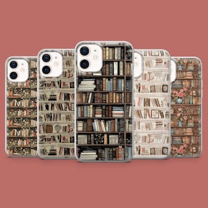 Bookshelf Phone Case Book Lover Bookish Cover for iPhone 16Pro, 15, 14, 13, 12, 11, Samsung S25, S24FE, S23, A16, A55, A35, A56, Pixel 9, 8A