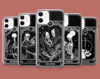 Capa de celular com estampa de tarô, estilo bruxa gótica, para iPhone 17, 16 Pro, 15, 14, 13, 12, Samsung S26, S25, S24, S23, S22, A17, Pixel 10A, 9A