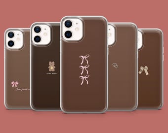 Brown Minimalist Phone Case Minimalistic Cover for iPhone 17, 16 Pro, 15, 14, 13, 12, Samsung S26, S25, S24, S23, S22, A17, Pixel 10A, 10, 9