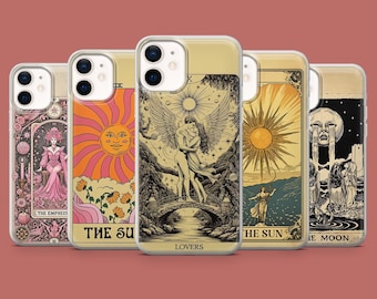 Capa de celular com estampa de tarô "O Sol" - Estilo Bruxa - para iPhone 17, 16 Pro, 15, 14, 13, 12, Samsung S26, S25, S24, S23, S22, A17, Pixel 10A, 10Pro, 9A