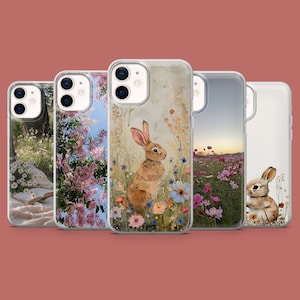 Spring Phone Case Rabbit Cute Bunny Cover for iPhone 17 Air 16 15 14 13 12 11 Samsung S25Ultra S24 S23FE S22 A16 A56 Pixel 10 Pro 9A 8A