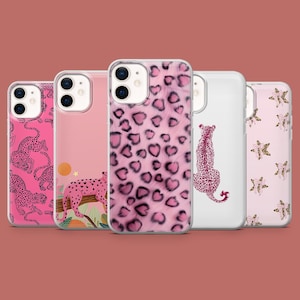 Pink Cheetah Phone Case Cute Leopard Cover for iPhone 17 Air 16 15 14 13 12 11 Samsung S25Ultra S24 S23FE S22 A16 A56 Pixel 10 Pro 9A 8A