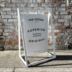 White Metal 'A' Frame Sign with swing panel. (For shops, restaurants and businesses).