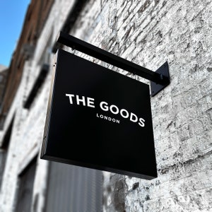 The Bank - Outdoor metal box hanging swing sign