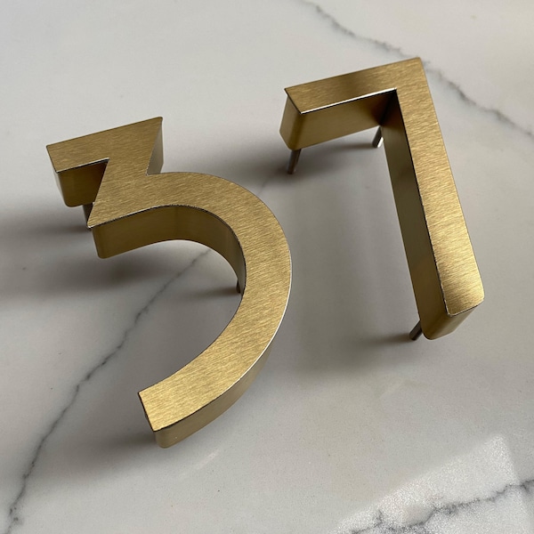 Antique Brushed Brass House Numbers Etsy