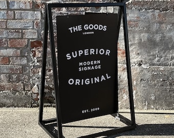 The Soho - Black A Board Sign Metal &#39;A&#39; frame with swinging panel