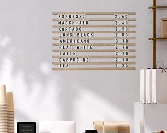 The Bloomsbury - Café Menu - White Letters on Oak Rails