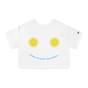T-shirt corta, maglietta limone, maglietta seno, maglietta estiva, Champion da donna, regalo per lei