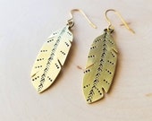 Feather Brass Dangle Earrings