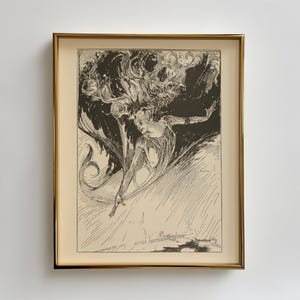 Vintage Sea Fairy Meerjungfrau Illustration | Antike Buchkunst Druckbare | Digitaler Download | Wandkunst | Meer Feen