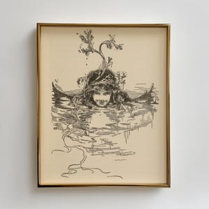 Vintage Seefee Illustration | Antike Buchkunst Druckbare | Digitaler Download | Wandkunst | Meer Feen