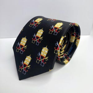 Papal Tiara and Keys Necktie Black Catholic