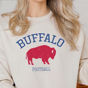 Sweat-shirt vintage Buffalo Football, col rond de football Buffalo rétro, maillot de football Buffalo Bills, cadeau de football Bills, t-shirt amateur de football