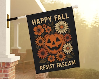 Bandera de Halloween anti-Trump para jardín, resistencia al fascismo, decoración política para jardín