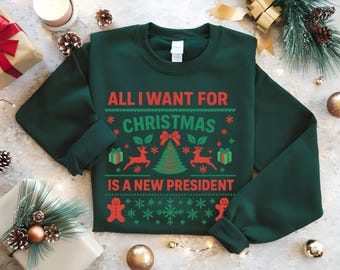 Funny Anti-Trump Christmas Sweatshirt, Democrat Holiday Gift