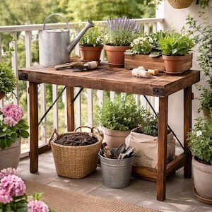 Konsolentisch klappbar SUNA altes Holz L 105 X T 46 cm kleiner Schreibtisch, Klapptisch, Pflanztisch Arbeitstisch in der Küche, Nr. TR-06061