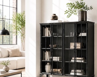 Vetrina in metallo nero in stile industrial chic – elegante credenza con fascino loft e carattere rustico, n. ND-6045