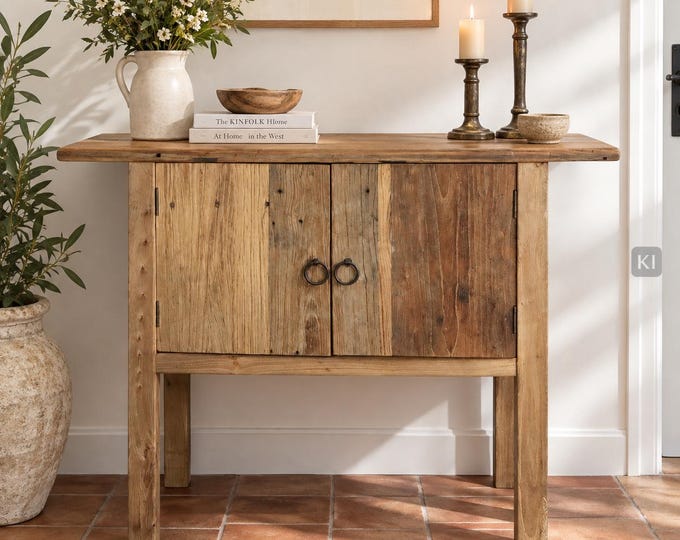 Featured listing image: Altholz Konsolentisch 2 Türen – Schrank altes Holz als Flurtisch, Schminktisch, Küchenschrank  H82xL110xB42 cm, Altholzschrank, Nr.AN-55800