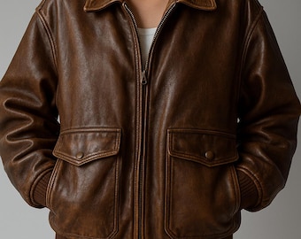 Small 70s Rust Brown Leather Motorcycle Jacket / Lesco Leather