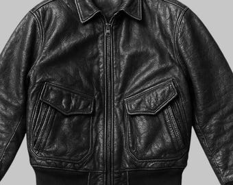 Chaqueta vintage de piel de vaca de la RAF de los años 80: abrigo militar A2 para hombre
