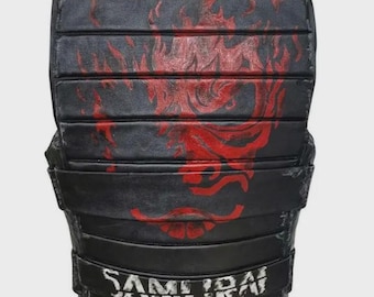 Gaming Vest Black Genuine Sheep Skin Leather Handmade Embroidery Patch & printed Streetwear  Punk Style Sleeveless Costume Men&#39;s Coat