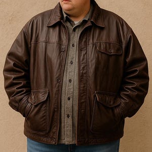 Men&#39;s Oversize Jacket Genuine Sheepskin Brown Leather Jacket Streetwear Vintage Oversize Style winter Leather Coat