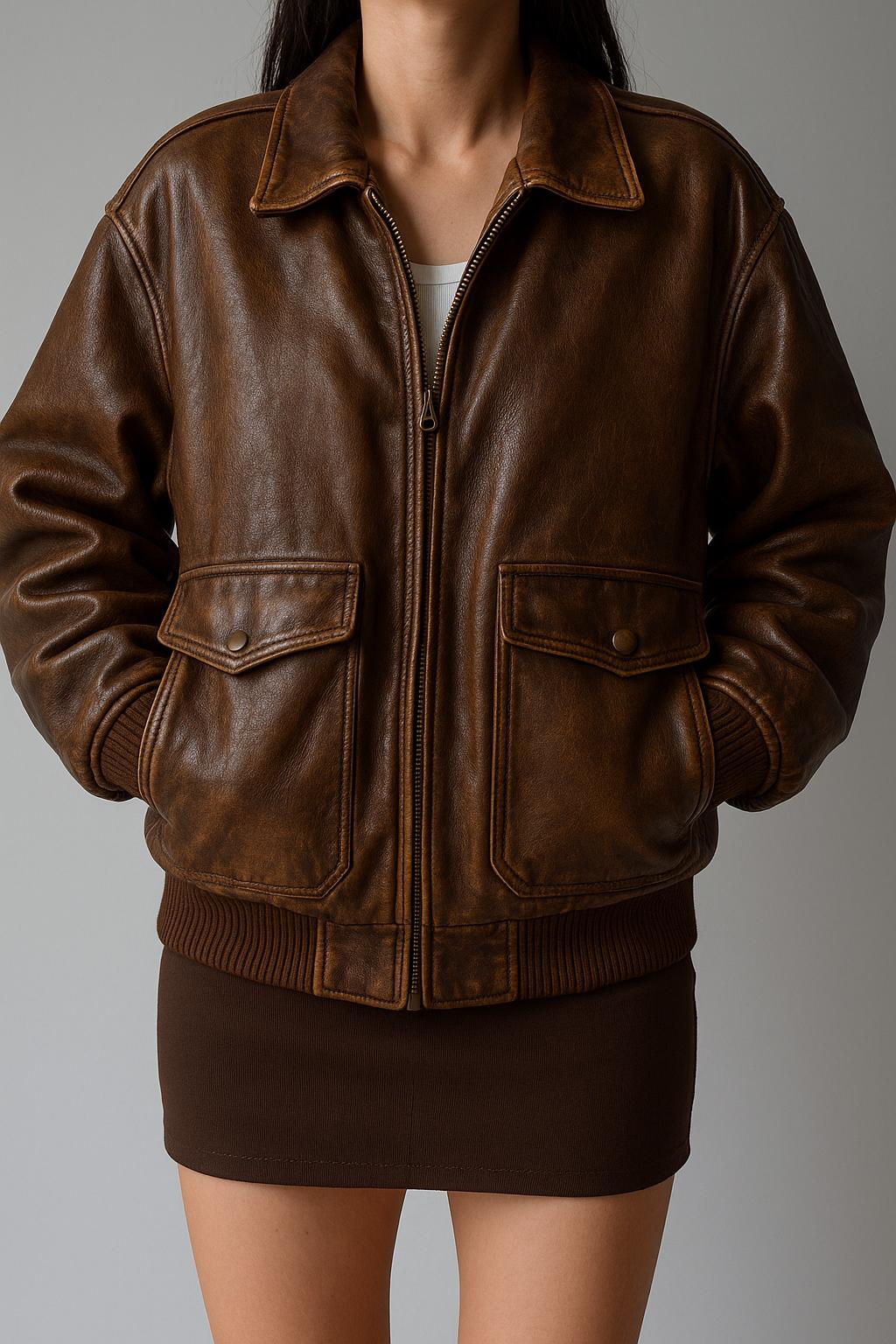 本革 短丈 vintage real leather jacket a2 g1 Vintage Leather Jacket Type G-1 U.S.A.A.F Army Bomber Jacket