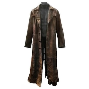 Superbe Manteau Long En Cuir Vintage – Classe Intemporelle !