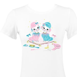 Vintage Poodle Parlor White T-Shirt 1950s Style Pinup Girl Rockabilly Retro Kitsch