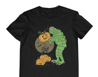 Trick or Treat Halloween Creature Retro Horror Men's T-shirt Unisex Black T-Shirt Halloween