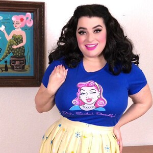 Retro Rockabilly Pinup Pink Hair Ladies T-Shirt / Pinup Girl / Vintage / Rockabilly / Midcentury