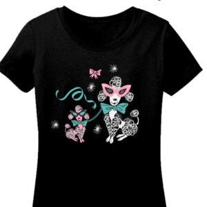 Rockabilly Vintage Spaghetti Poodle T-Shirt 1950s Pinup Style Kitschy Kitsch