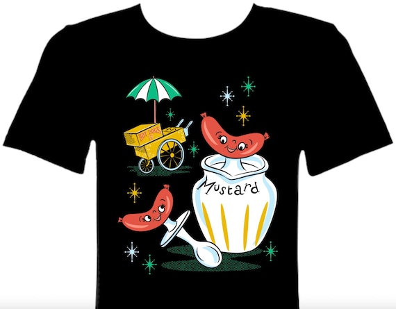 Fun & Kitschy Retro-Style Hotdog T-Shirt - Vintage-Inspired Foodie Ladies Tee Holt Howard Pixieware MCM