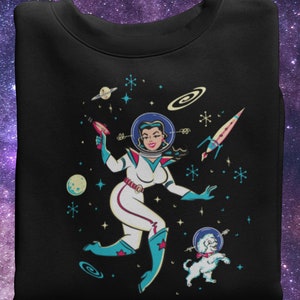 Vintage Pinup Girl Space Astro Girl Atomic Space-Age Sci-Fi MID-CENTURY Sweatshirt Crewneck Unisex