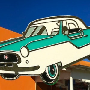 Stunning 1950s Nash Metropolitan Turquoise Classic Car Brooch - Vintage Automobile Enthusiast Jewelry - Unique Collector&#39;s Lapel Pin