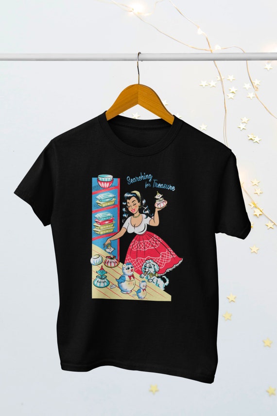 Vintage Kitsch Shopping Ladies T-shirt Black Pinup | Etsy